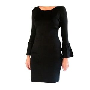 Nina Leonard Ribbed Knit Sweater Dress
